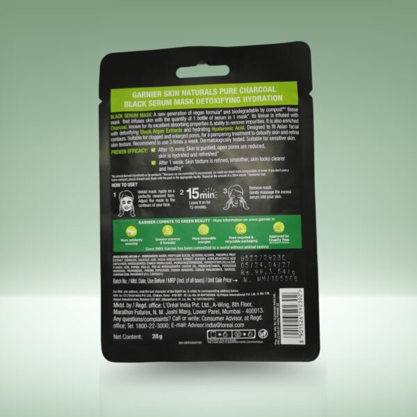 Garnier Skin Naturals Pure Charcoal Black Serum Mask - Image 2