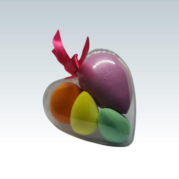 Heart-Shaped Beauty Sponge Blender Set - 4 Multicolored - Image 2