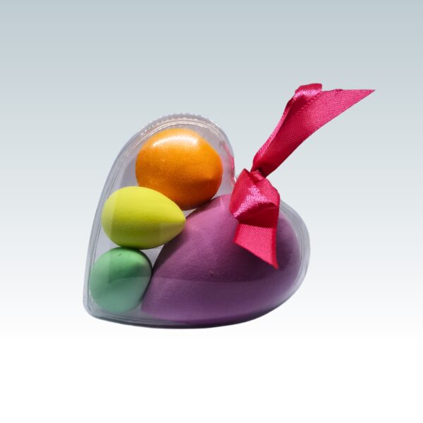 Heart-Shaped Beauty Sponge Blender Set - 4 Multicolored - Image 3