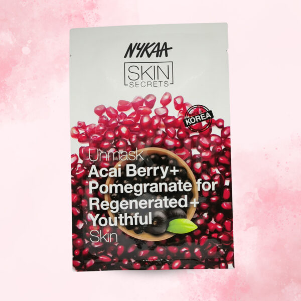 Nykaa Skin Secrets & Naturals Sheet Mask - Acai Berry Pomegranate- 20ml - The Mix Up Company