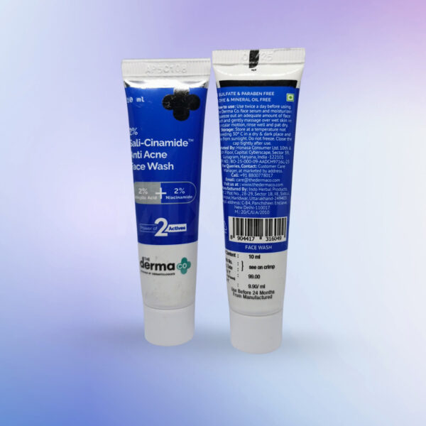 The Derma Co 2% Sali-Cinamide Anti Acne Face Wash - 10 ml - Image 2