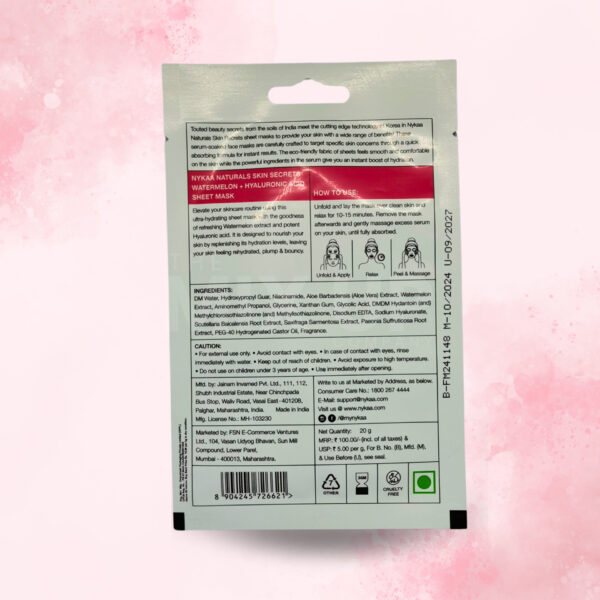Nykaa Skin Secrets & Naturals Sheet Mask - 20ml - The Mix Up Company