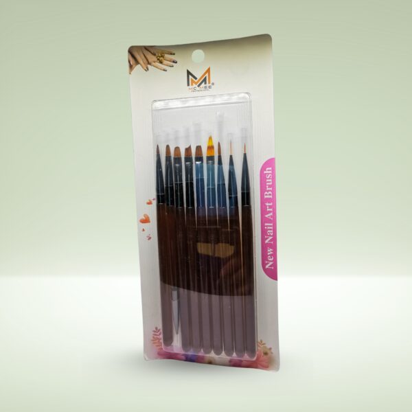 MCMEE Professional Nail Art Brush Set - 10 Piece Kit - Image 2
