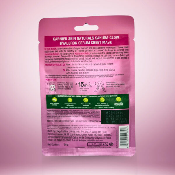 Garnier Skin Naturals Sakura Glow Hyaluron Serum Mask - The Mix Up Company